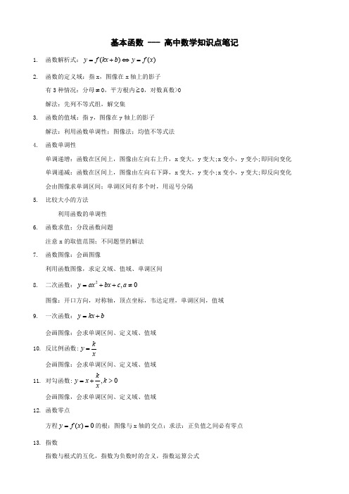 高中数学知识点笔记 PDF版