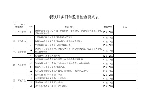 餐饮服务要点表