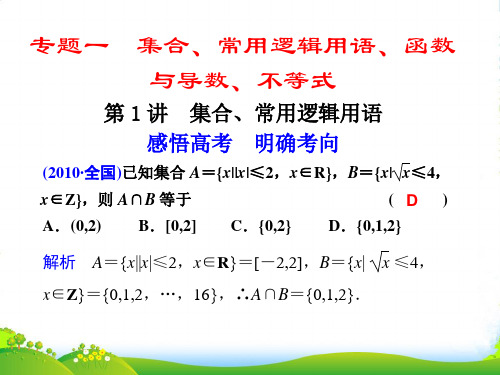 (步步高)高考数学 二轮复习 专题一 第1讲集合、常用逻辑用语精品课件 理