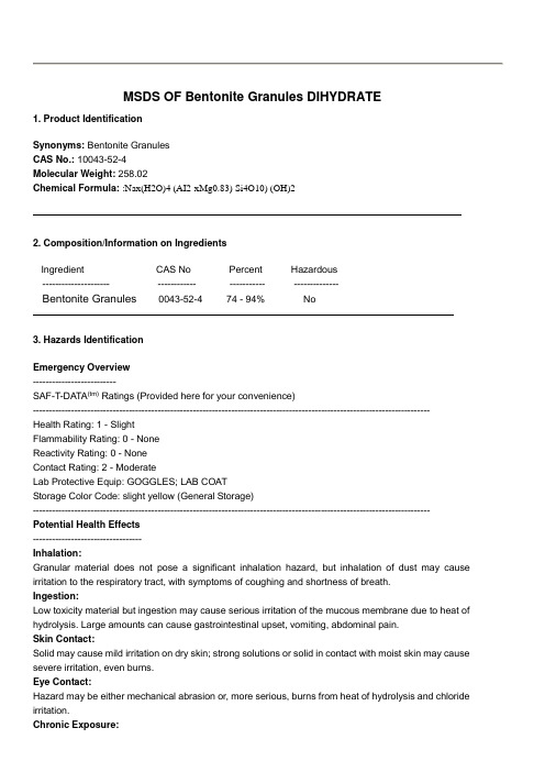 MSDS 膨润土颗粒1