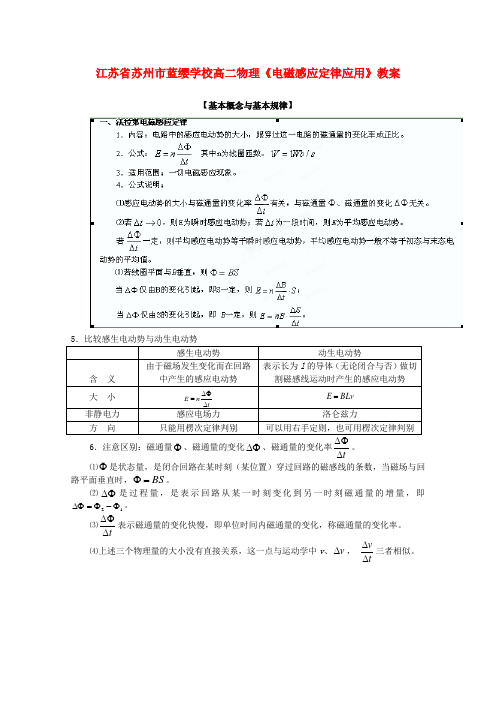 高二物理电磁感应定律应用教案