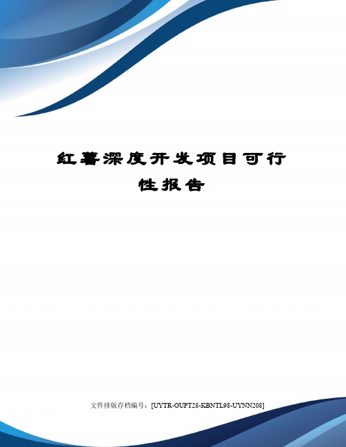 红薯深度开发项目可行性报告