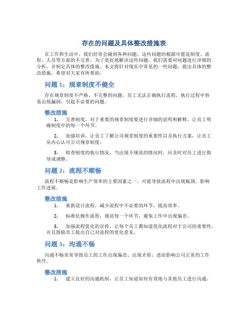 存在的问题及具体整改措施表