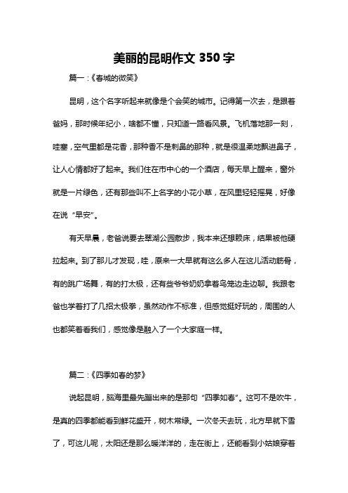 美丽的昆明作文350字