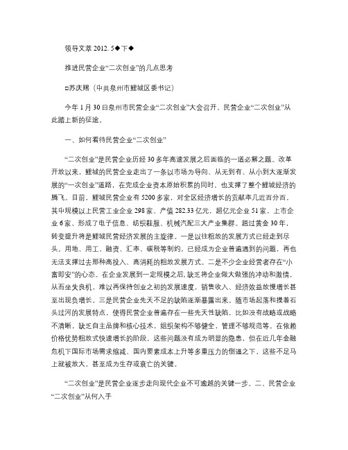 推进民营企业_二次创业_的几点思考(精)