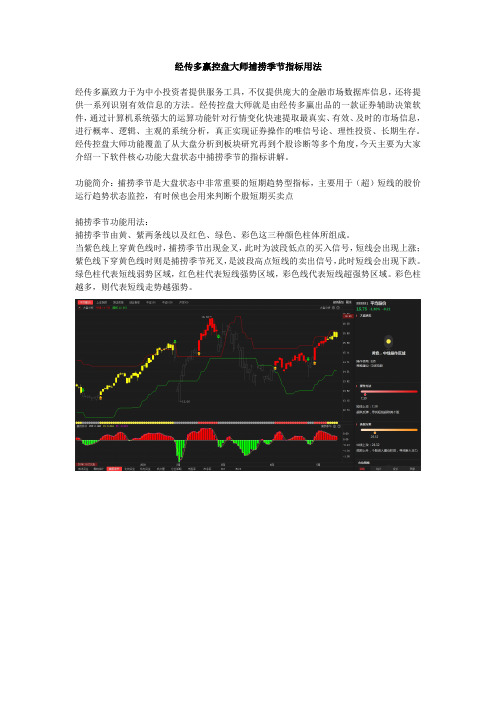 经传多赢控盘大师捕捞季节指标用法