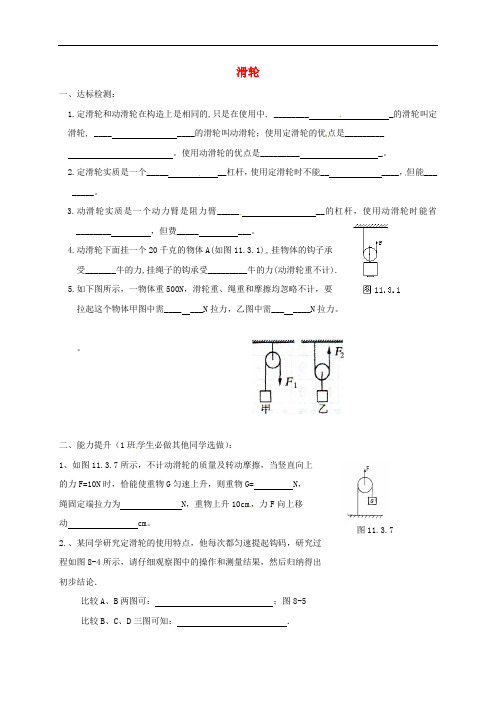 江苏省九年级物理上册 11.2 滑轮练习 (新版)苏科版