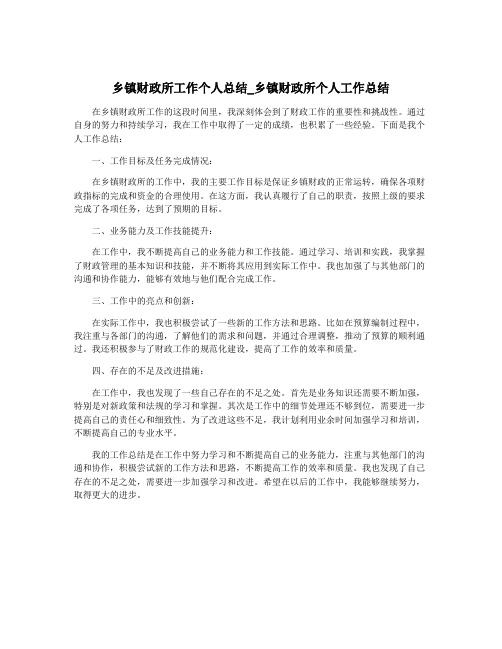 乡镇财政所工作个人总结_乡镇财政所个人工作总结