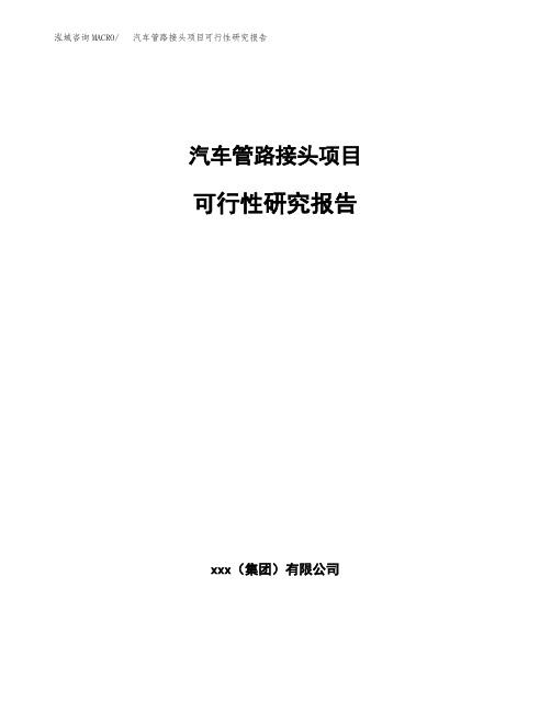 汽车管路接头项目可行性研究报告