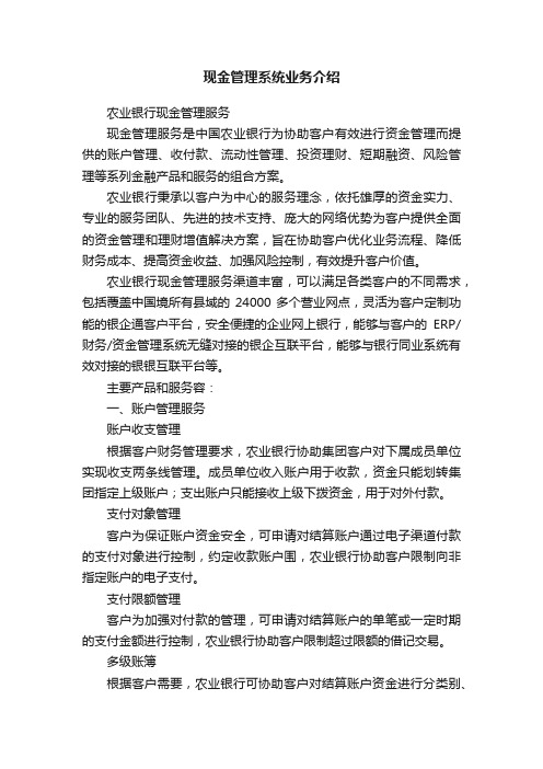 现金管理系统业务介绍