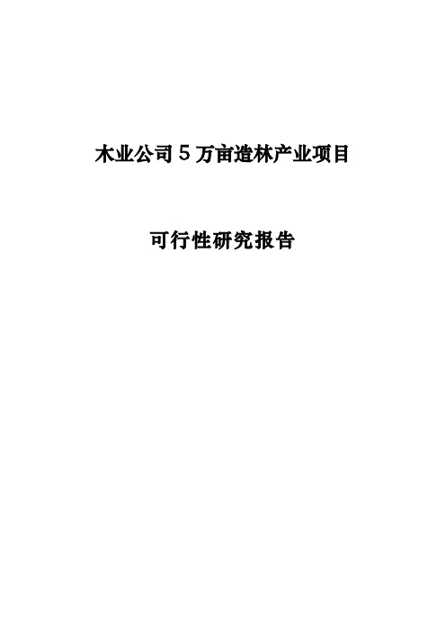 木业公司5万亩造林产业项目可行性研究报告