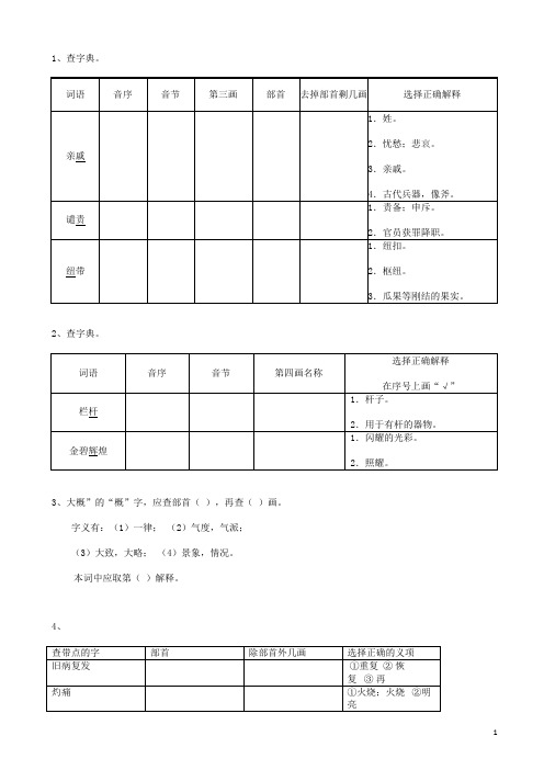 部编版小学六年级(小升初)《汉字查字典》专项训练(含答案)