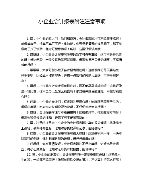 小企业会计报表附注注意事项