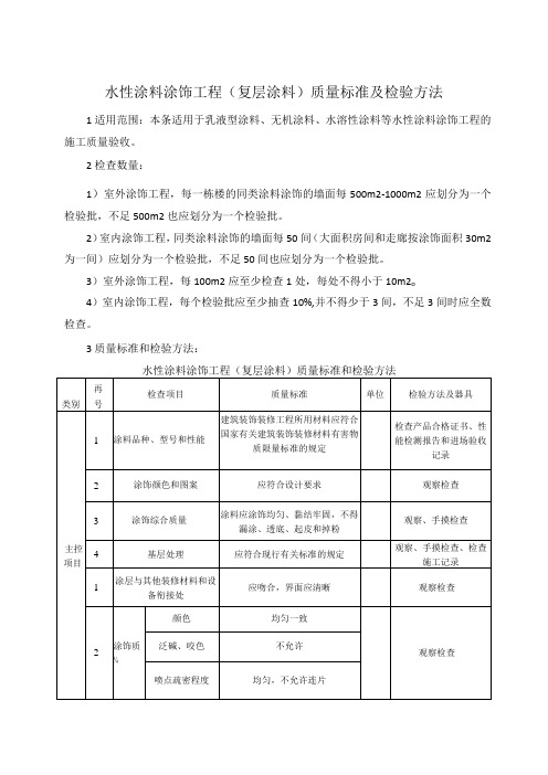 水性涂料涂饰工程(复层涂料)质量标准及检验方法