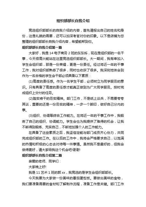 组织部部长自我介绍