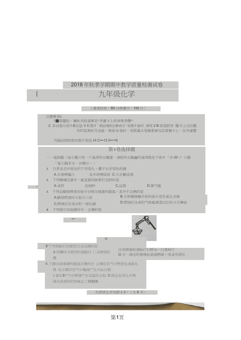 广东省茂名市高州中学九年级化学期中考试(图片版)