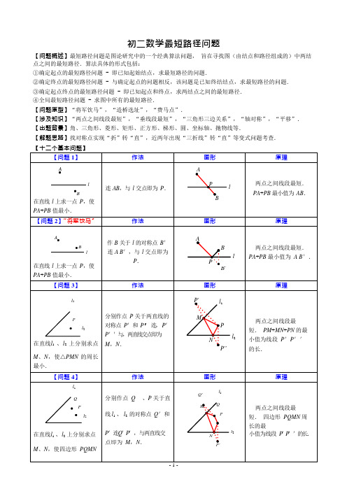 (word完整版)初二数学最短路径问题知识归纳+练习,推荐文档