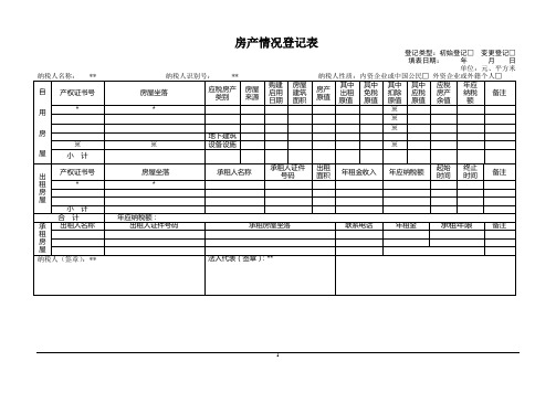 房产情况登记表