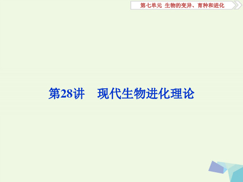 (全国)高考生物大一轮复习第七单元生物的变异、育种和进化第28讲现代生物进化理论课件