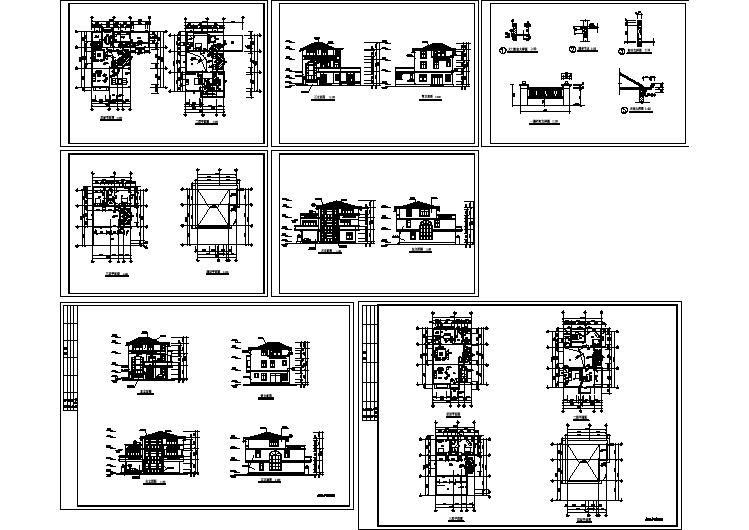 某三层别墅建筑设计图两种方案（长16米 宽11米）