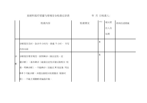 放射科医疗质量与常规安全检查记录表