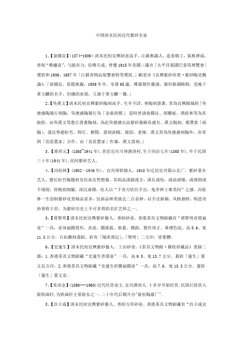 中国清末民初近代紫砂名家