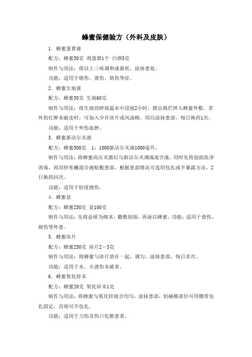 蜂蜜保健验方(外科及皮肤)