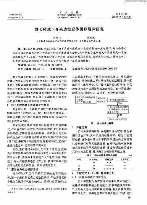 露天转地下开采边坡岩体滑移规律研究