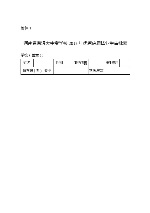 2013优秀毕业生评选附件1-4