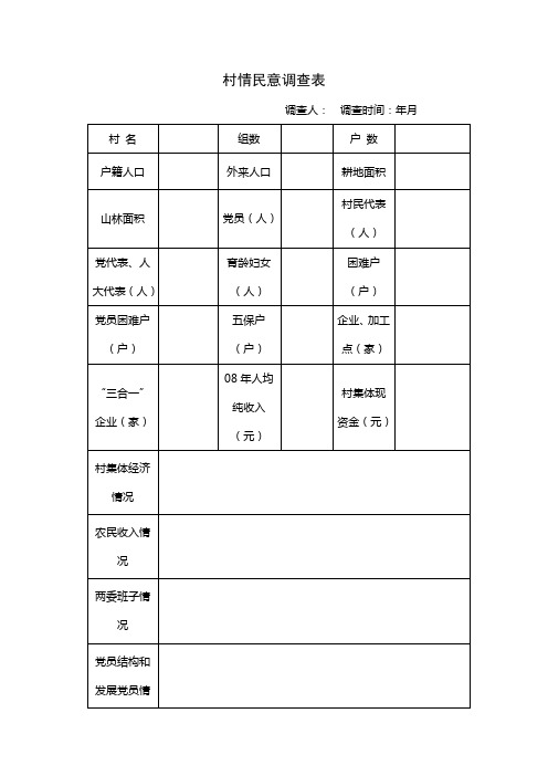 村情民意调查表)