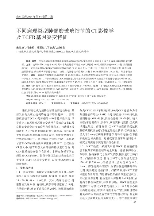 不同病理类型肺部磨玻璃结节的CT_影像学及EGFR_基因突变特征