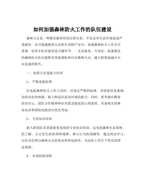 如何加强森林防火工作的队伍建设