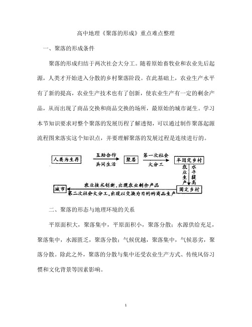 高中地理《聚落的形成》重点难点整理