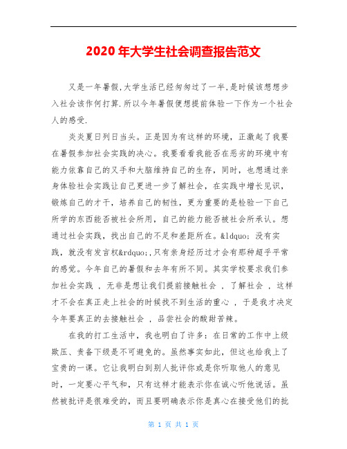 2020年大学生社会调查报告范文
