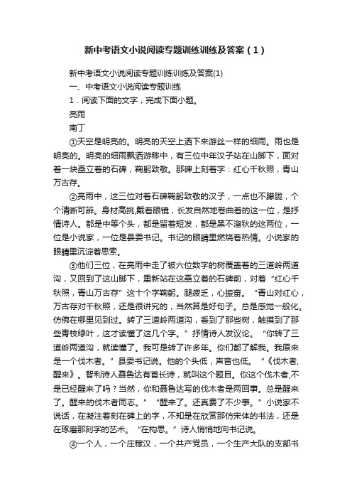 新中考语文小说阅读专题训练训练及答案（1）