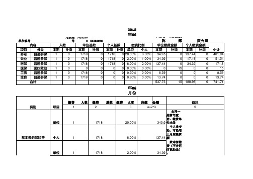 社保缴费单表