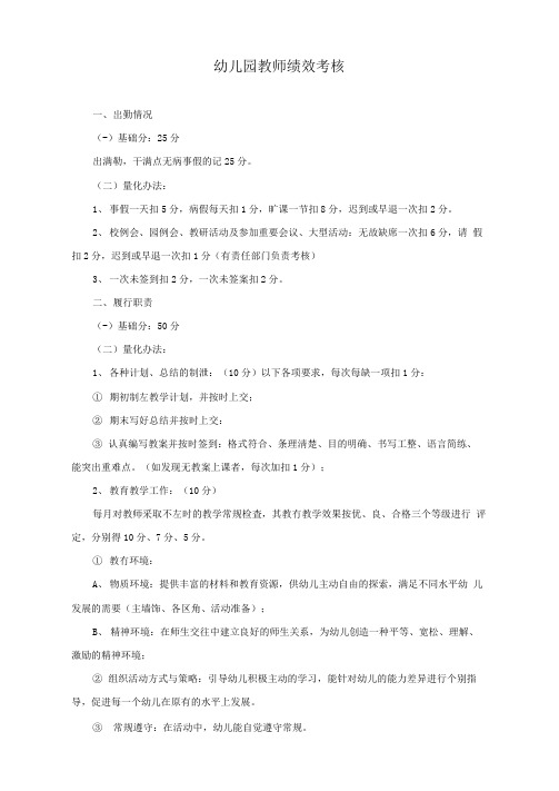 11.教师绩效考核——幼儿园标准化管理文档范本模版