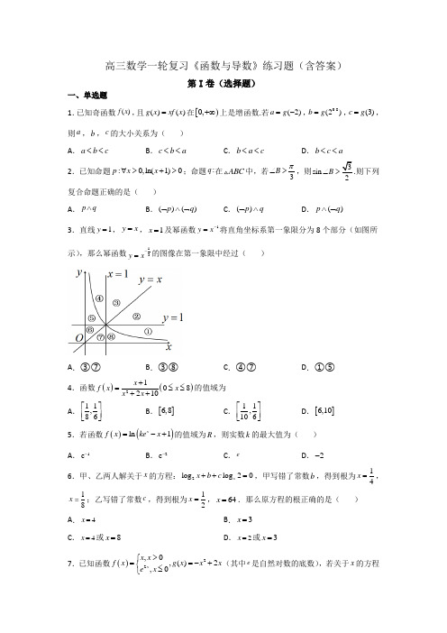 高三数学一轮复习《函数与导数》练习题(含答案)