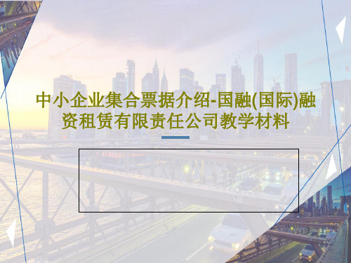 中小企业集合票据介绍-国融(国际)融资租赁有限责任公司教学材料20页PPT