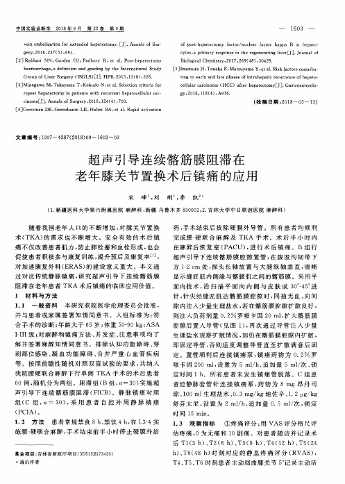 超声引导连续髂筋膜阻滞在老年膝关节置换术后镇痛的应用