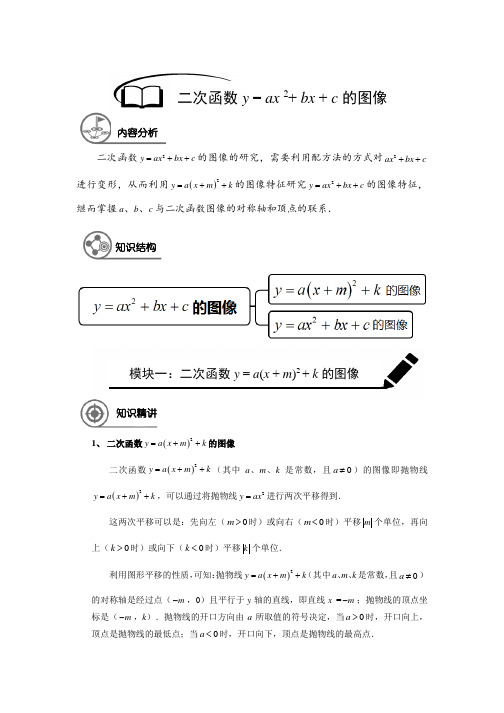 沪教版 九年级数学 暑假同步讲义  第17讲 二次函数y=ax^2+bx+c的图像培优(解析版)