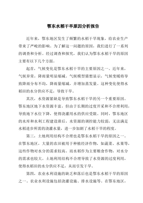 鄂东水稻干旱原因分析报告