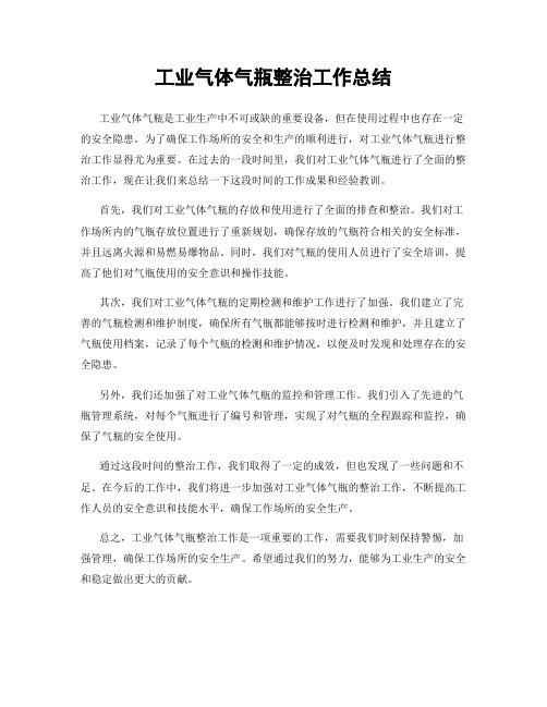 工业气体气瓶整治工作总结