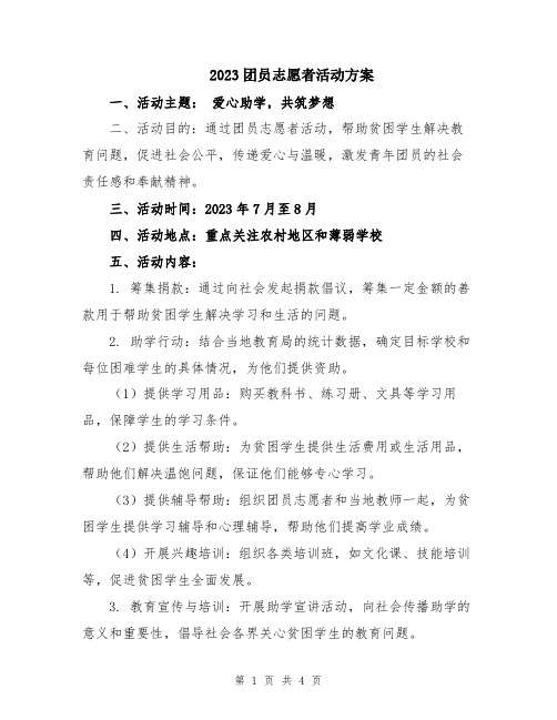 2023团员志愿者活动方案