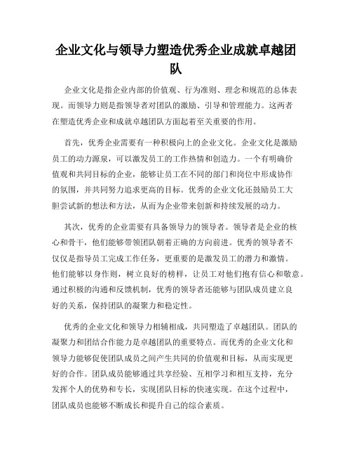 企业文化与领导力塑造优秀企业成就卓越团队