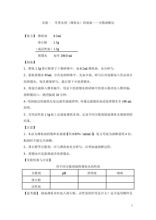 药剂学实验——精选推荐