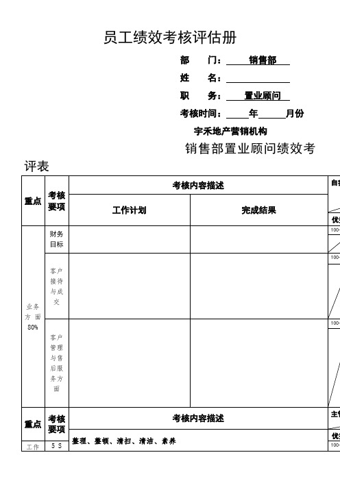 置业顾问绩效考评表