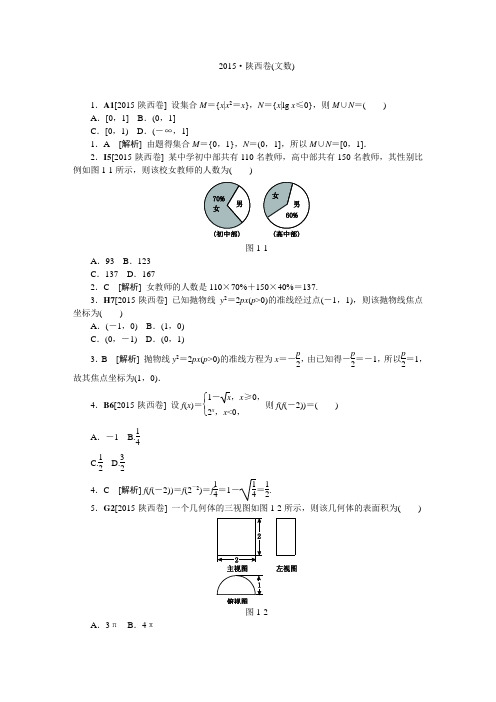 2015陕西高考真题(文科)解析版