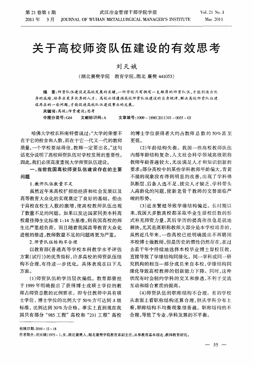 关于高校师资队伍建设的有效思考