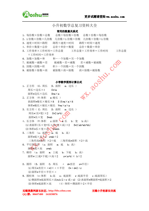 小升初数学总复习资料大全